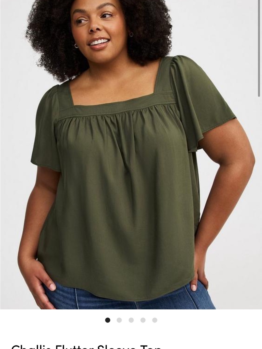 torrid Olive Square-Neck Flutter Sleeve Top